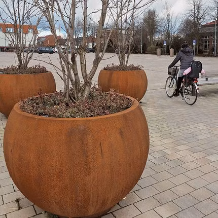 Corten 강철 화분 대형 수직 화분 Corten 강철 정원 테두리 둥근 Corten 강철 화분