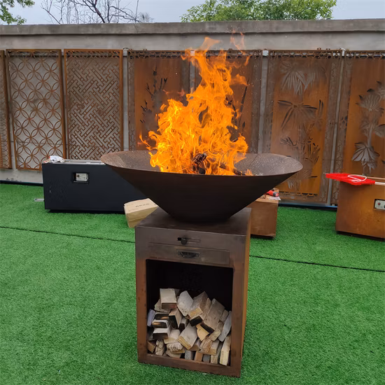 그릴 링이 있는 바베큐 화로 Corten Steel Fire Pit