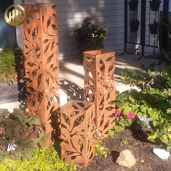 Corten 강철 녹슨 정원 옥외 금속 훈장 조경 빛 덮개