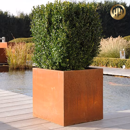야외 금속 녹슨 Corten 강철 화분 화분